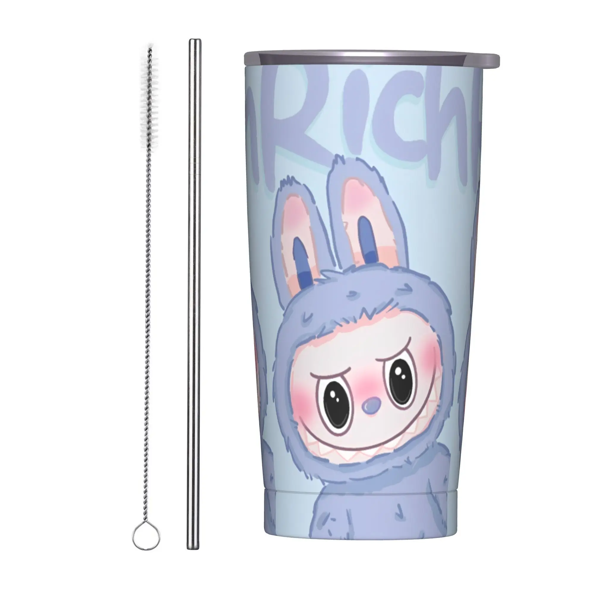 

LABUBU The Monsters Insulated Tumbler with Straws Lid Cute Cartoon Vacuum Thermal Mug Double Wall Thermos Bottle Cups, 20oz