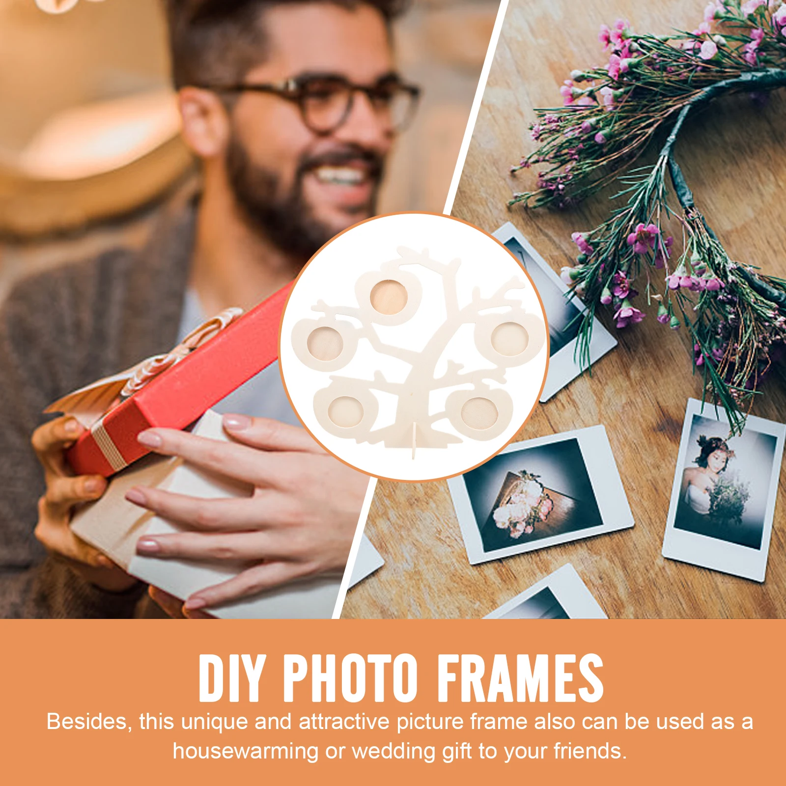 

2 Sets Diy Wooden Photo Frames Home Decoration Creative Artistic Picture Frame For Wedding Gifts Apples Tree Wood Frame Display