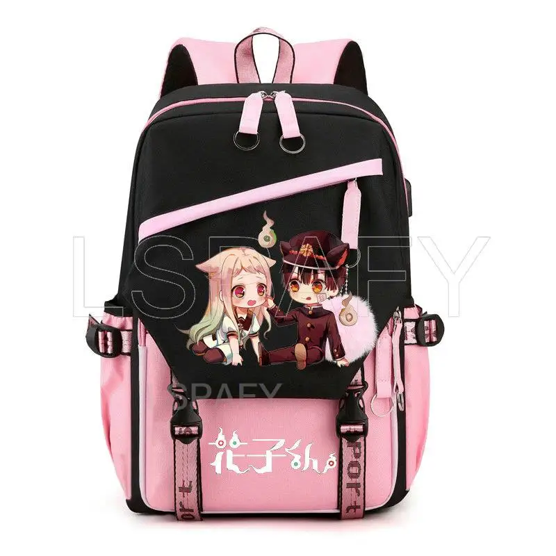 Anime Toilet-Bound Hanako-Kun USB Girl Backpack School Book Bags Women Men Travel Bags Laptop Headphone Port Mochila