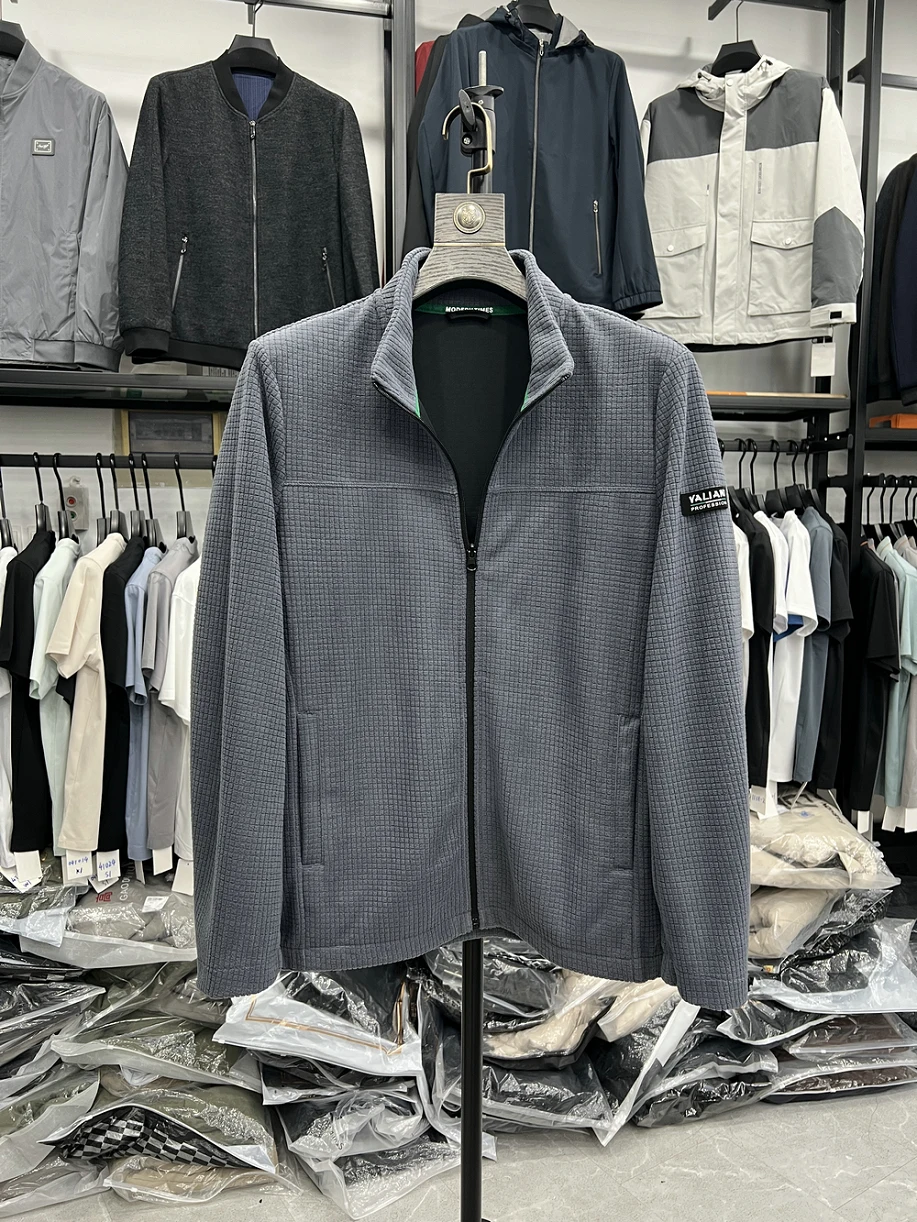 Men's Fashion Casual Jacket Spring New Single Layer Fleece Stand Collar Zipper Closure No Tag Simple Basic Style Outerwear