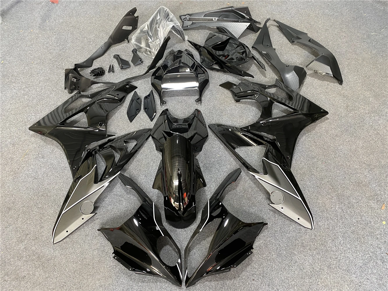 Image of Motorradverkleidung passend für S1000RR 2009 2010 2011 2012 2013 2014 S1000 09 10 11 12 13 14 Verkleidung Schwarzgraues Motorradgehäuse