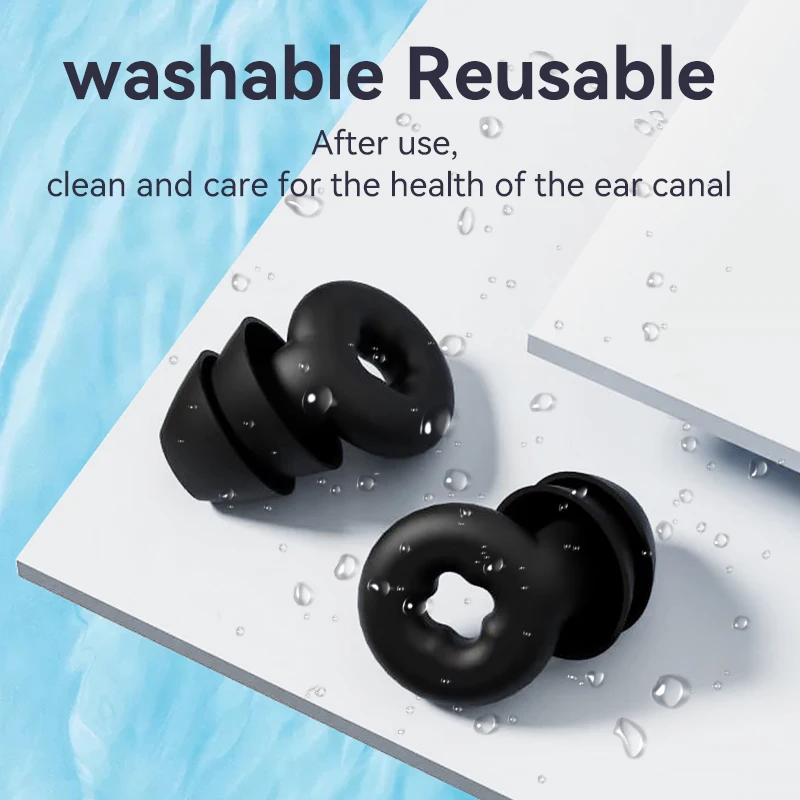 1 Pair Silicone Swimming Ear Plugs Waterproof 2 Layers Sleep Noise Ear Plug Canceling Noise Lightweight Sports Swimming Supplies