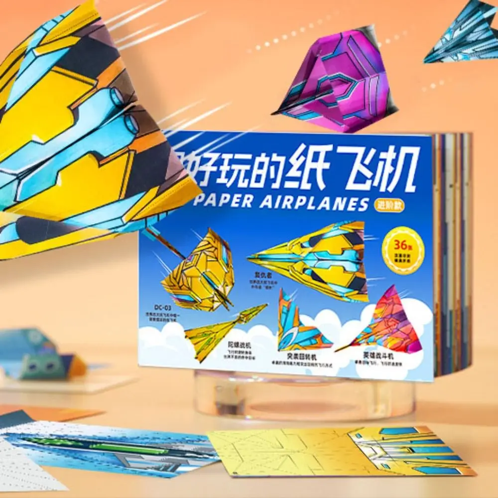 Zestaw Papieru Ręcznie Robionego Kolorowy Papier Sztuka Nauka Montessori Samolot Origami Zestaw Kreskówkowy Składany Wszechstronny Papierowy Samolot Zabawka