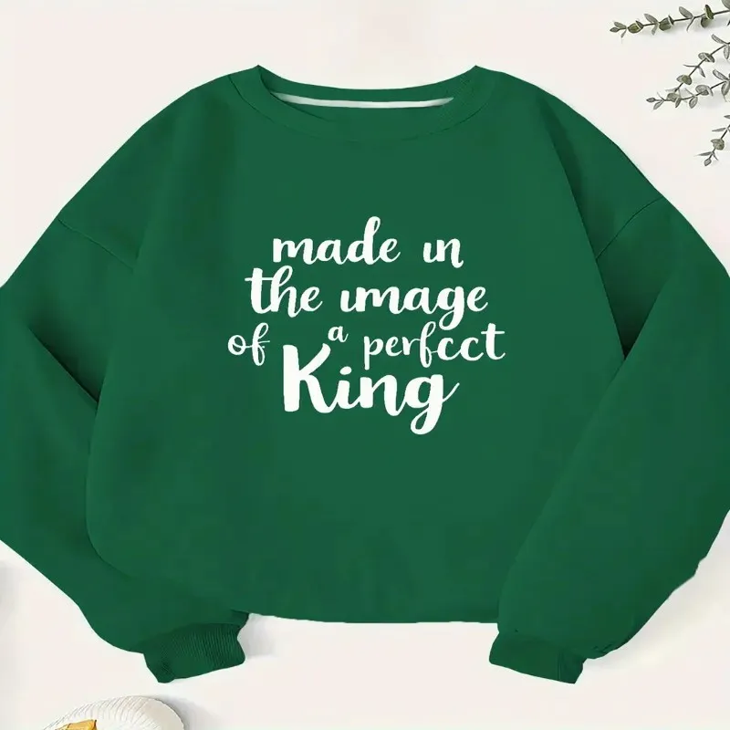 Winter Fall Clothes Female Women Plus Size Sweatshirt Clothes Made In The Image King Art White Text Graphic Design Streetwear