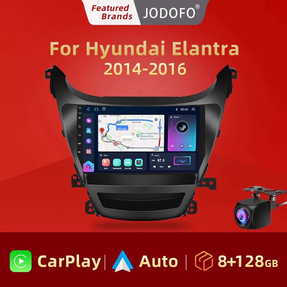 

Jodofo для Hyundai Elantra 2014-2016 4G WIFI Carplay 2din Android 12, автомобильный радиоприемник, мультимедийный плеер, GPS-навигация, DSP, стерео аудио