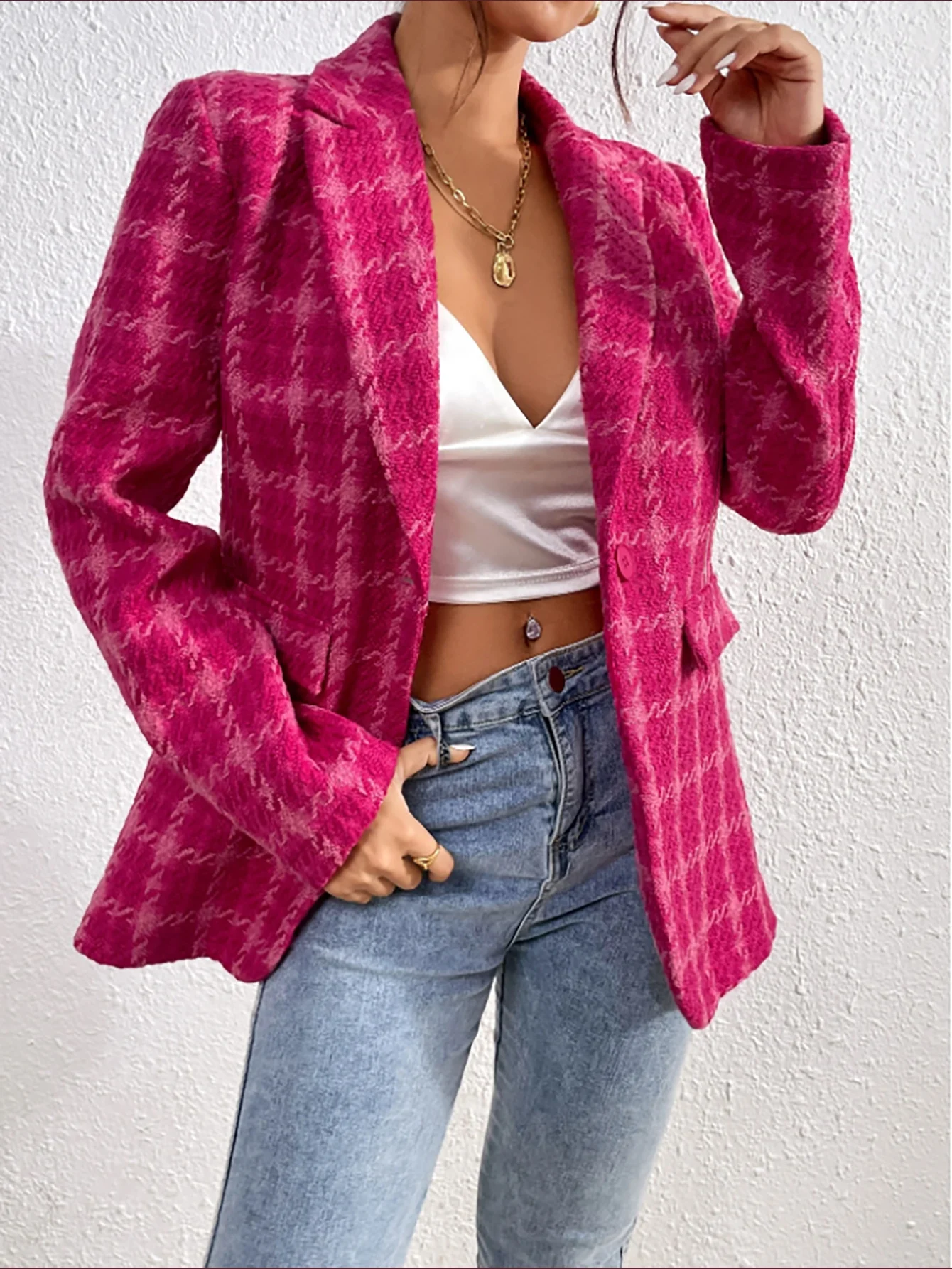 

Осень-зима 2025 года, темпераментная клетчатая куртка, кардиган, куртка средней длины, модная элегантная куртка в стиле ретро