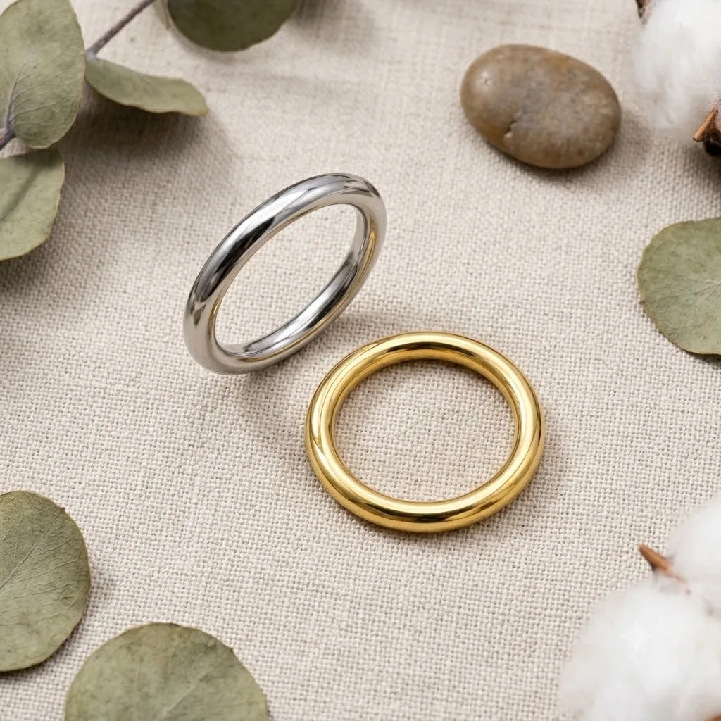 Minimalistischer 3mm Glatter Stapelring 18K Vergoldeter Edelstahl Hochglanzpolierter Bandring für Frauen und Mädchen Knöchelschmuck – Detail 1