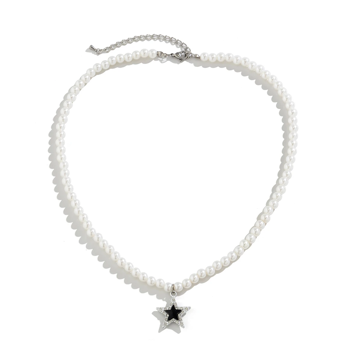 Salircon Prosty, ręcznie wykonany krótki naszyjnik z imitacji pereł Moda męska Rhinestone Star Pendant Choker Punk Party Jewelry — zdjęcie 7