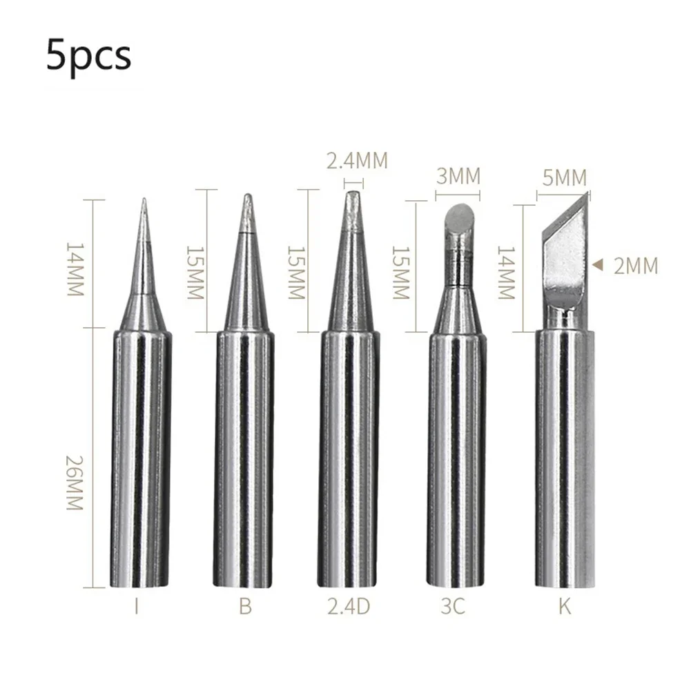 Exquisite High Quality Soldering Iron Tip Welding Head Lead-free 5pcs I+B+K+3C+2.4D 936 Soldering Iron Tip Copper