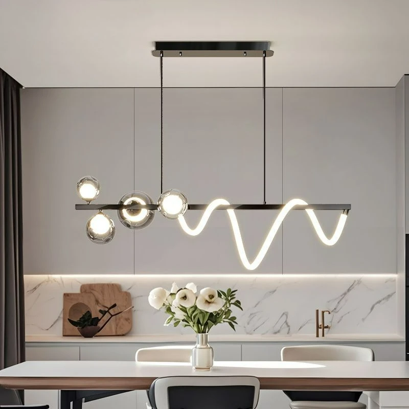 

Modern glass long LED pendant light for living dining room food table kitchen bedroom Chandelier home decor lusters luminaires