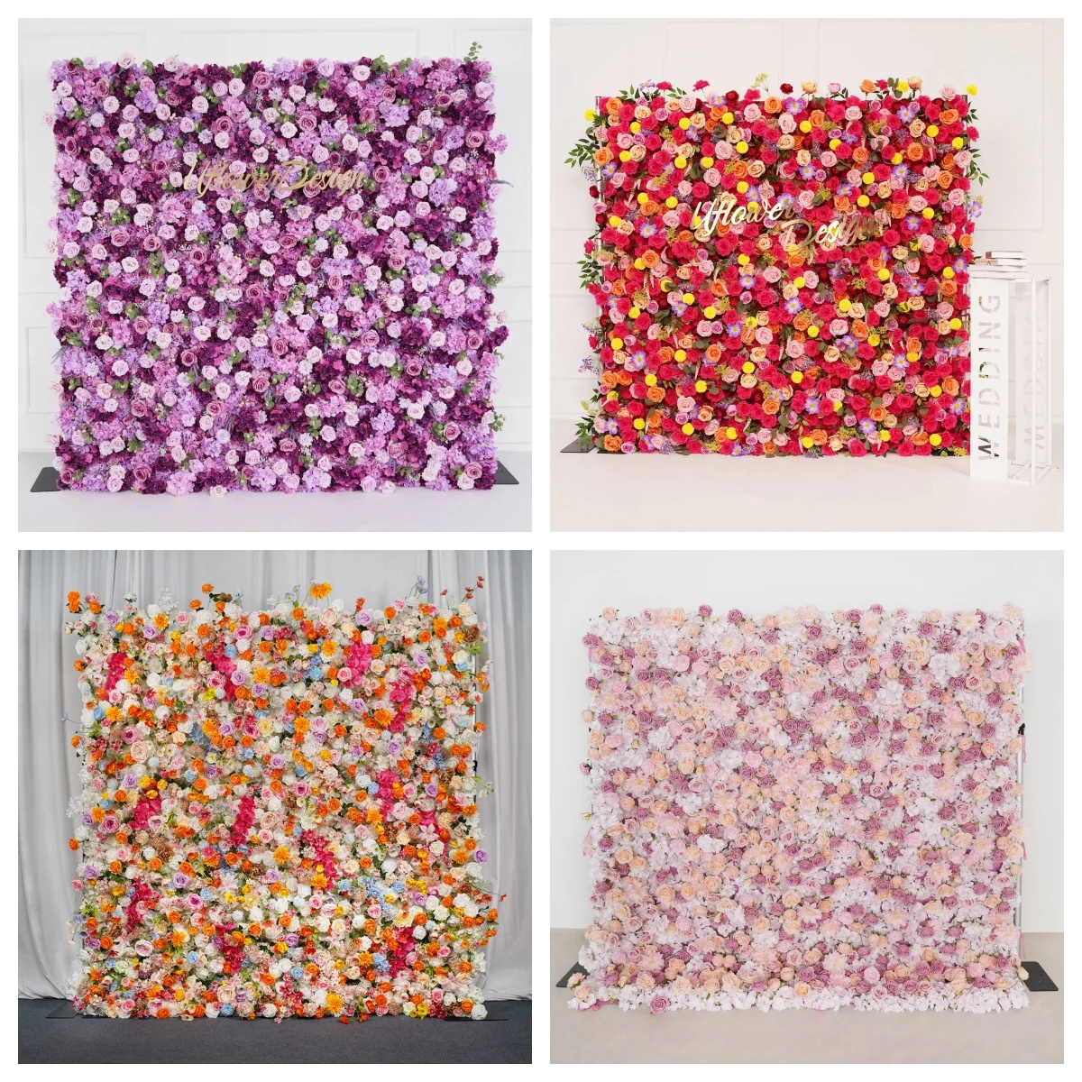

Uflower Luxury Rose Hydrangea Artificial Flowers Wall Arrangement Wedding Backdrop Fabric Cloth Roll Up Floral Wall Decor