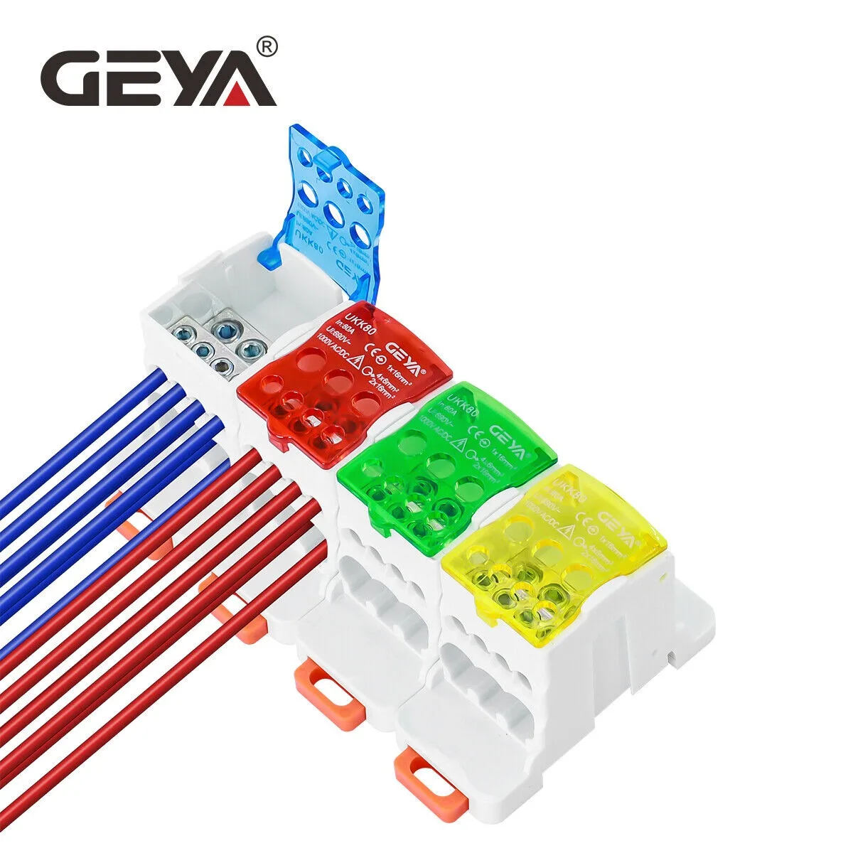 GEYA UKK 80A Single-pole Splitter Box Large Current One into Multiple Branch Line Terminal Rail Splitter Multi-Outlet Connector