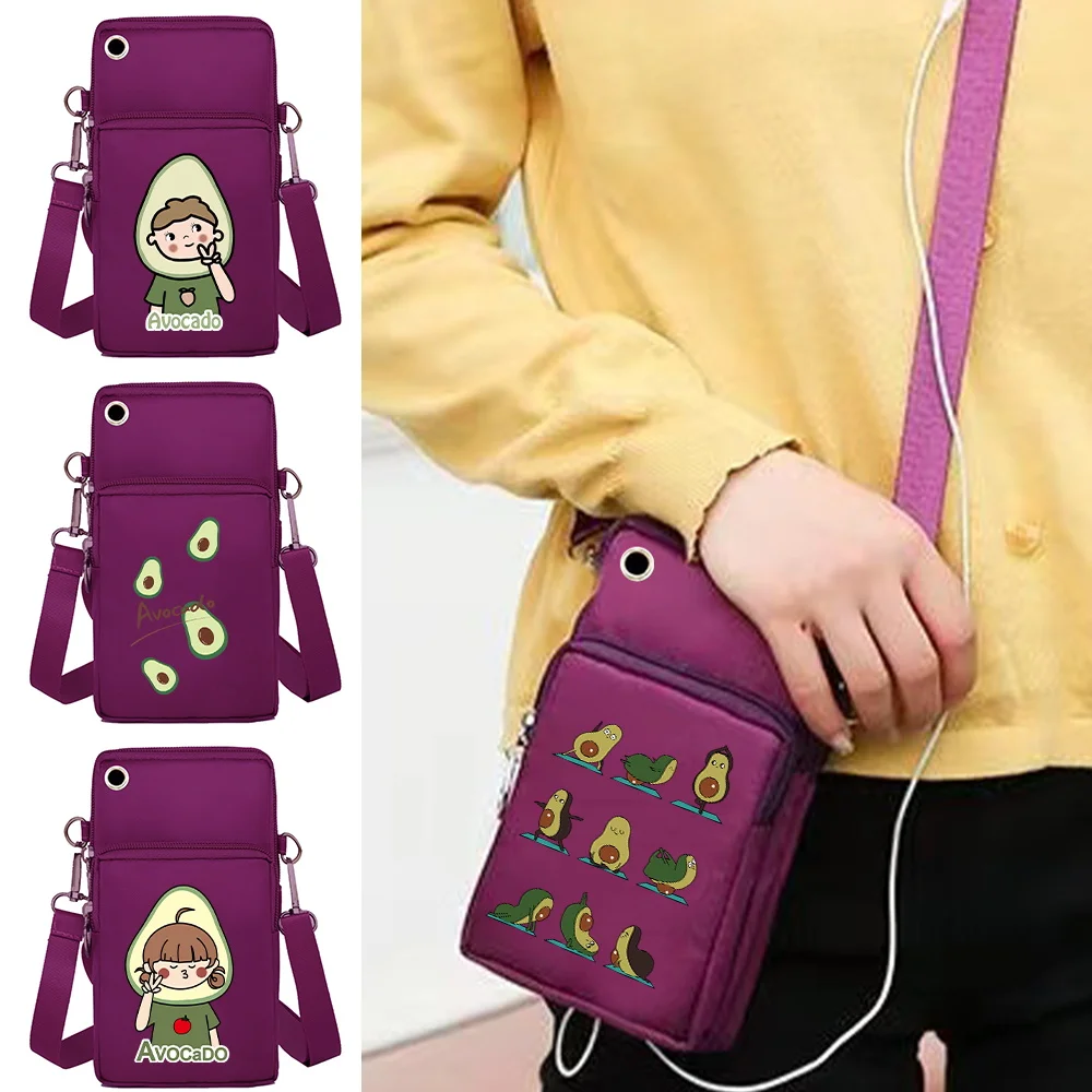 Universal Mobile Phone Bag Sport Arm Running Coin Purse for Girls Shoulder Bag Avocado Pattern for Samsung/iPhone Phone Pouch