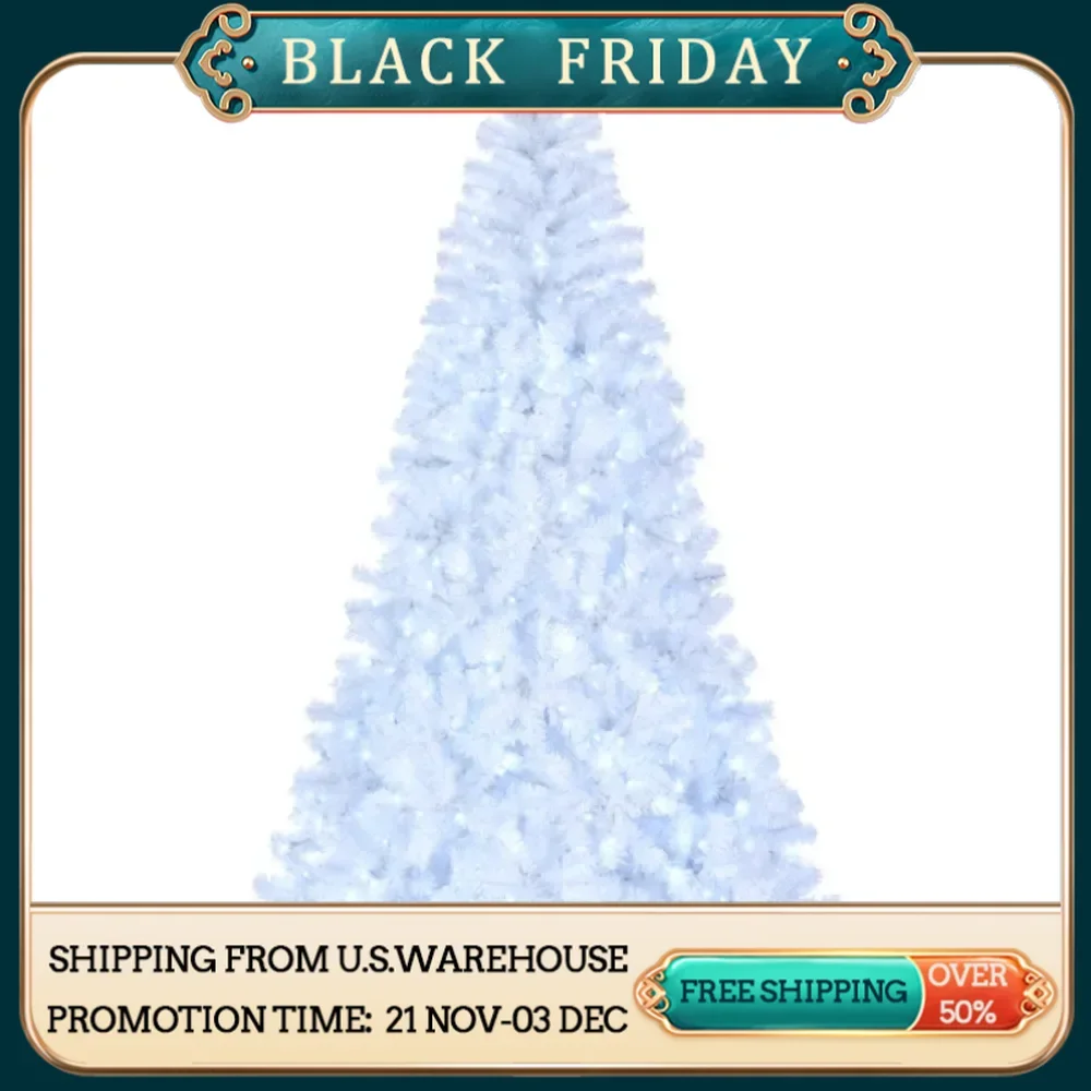 7ft White 500 Lights Cool 8 Patterns 1346 Branches Automatic Tree Structure The leaves are made of PVC material Christmas tree