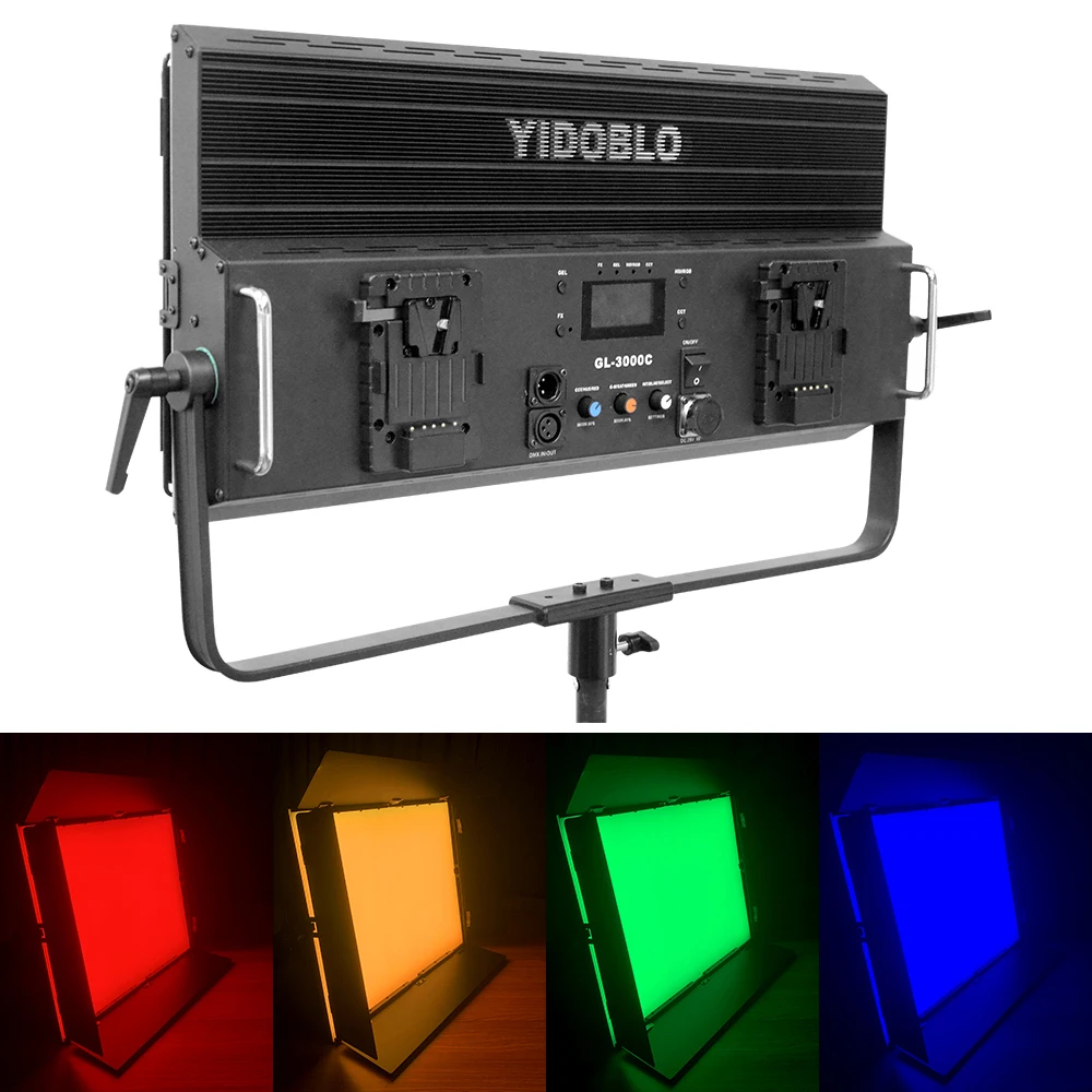 200W/300W RGB Video Light Metal Shell Panel with Barn Doors for Photography and Streaming APP/DMX/Remote Control for Pro Studio
