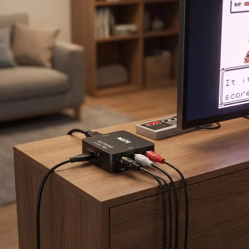 AV RCA zu HDMI Konverter 1080P AV/CVSB zu HDMI-kompatibler HDTV-Schalter Audio-Video-Adapter mit USB-Kabel – Detail 2