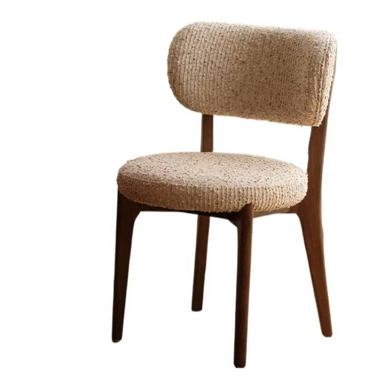 

Medieval French wabi sabi FAS grade ash wood solid wood small fragrant soft bag backrest makeup chair, dining chair