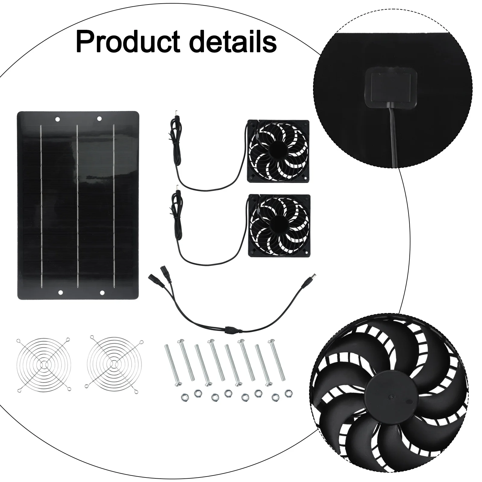 40W Solar Panel Fan Solar Powered Exhaust Fan Monocrystalline Silicon For Homes RVs Greenhouses Utility Rooms Pet Houses