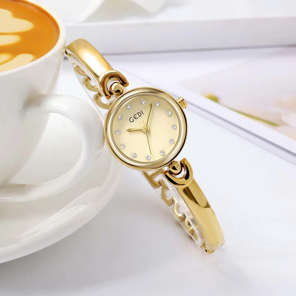 

GEDI Korean-Style Quartz Women's Watch Round Dial Bracelet Watch Fashion Quartz Ladies' Wristwatch Waterproof relogio feminino
