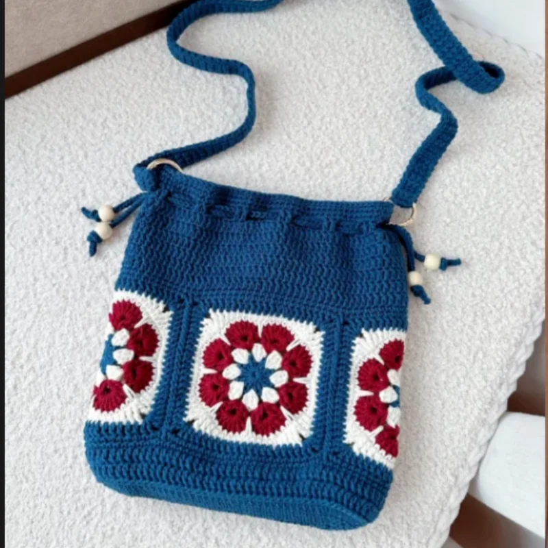 Leisure crossbody bag, handmade woven shoulder bag, patchwork mobile phone bag, shopping storage bag, simple and elegant