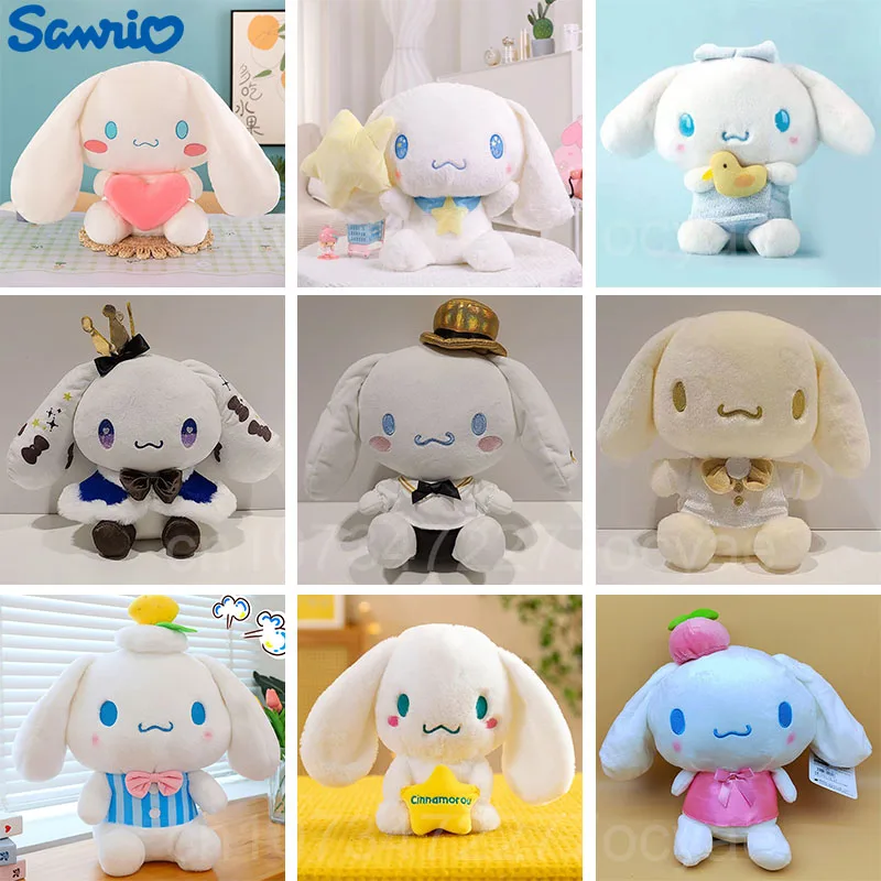 Sanrio Kawaii Bonecas de pelúcia para namorada, Cinnamoroll colorido, brinquedos recheados, travesseiro macio, presente de aniversário, fofo