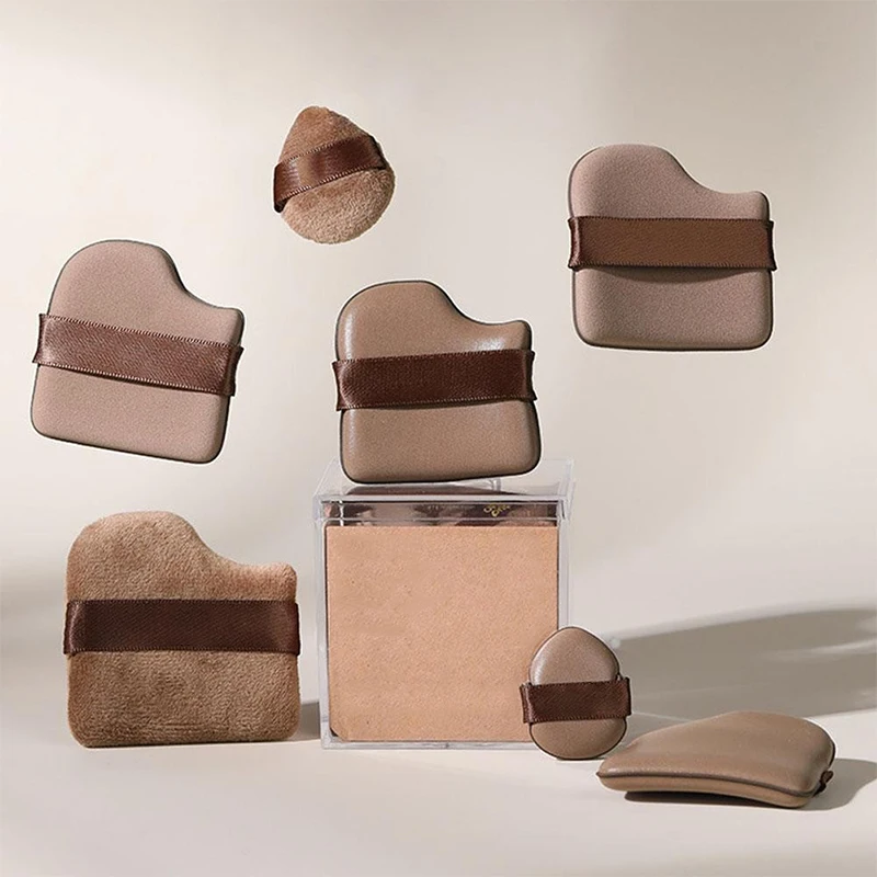 6-piece Set Of Chocolate Biscuit Puff Powder Foundation Special Air Cushion Flocked Thumb Thumb Dry And Wet Use