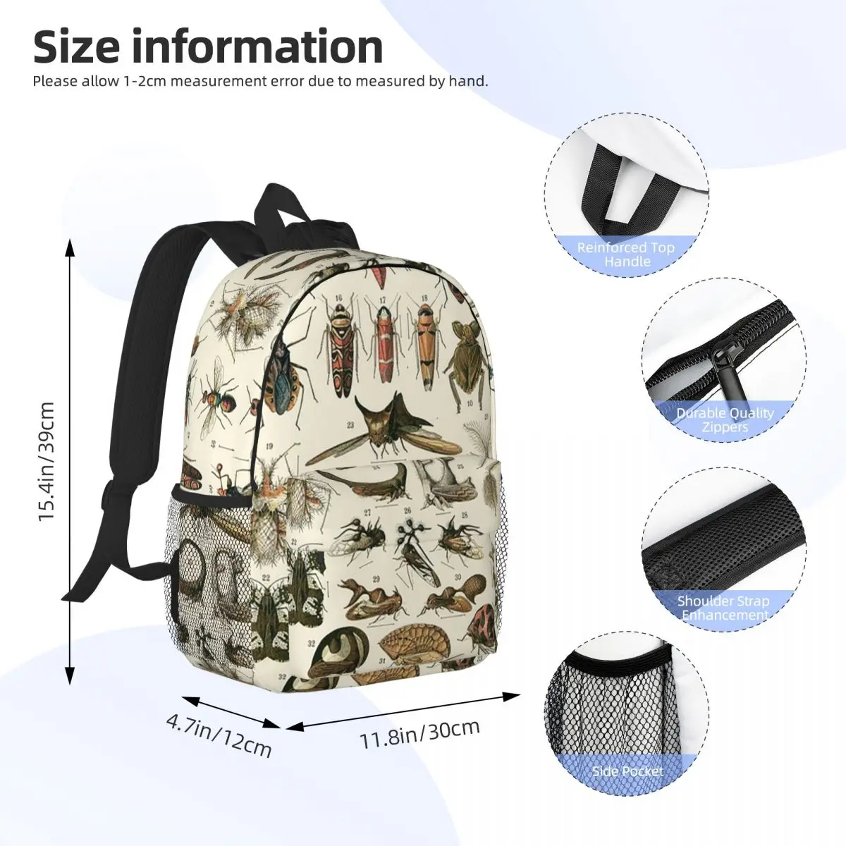 Insects Backpacks Boys Girls Bookbag Cartoon Children School Bags Travel Rucksack Shoulder Bag Large Capacity