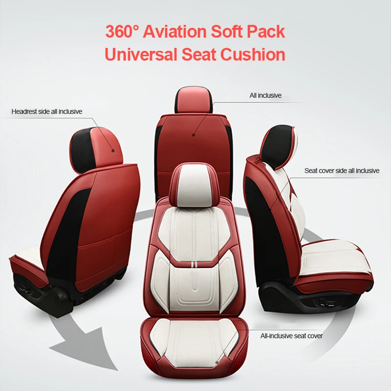 SEAMETAL Luxury Car Seat Cover Full-Wrapped Vehicle Seat Cushion Airbag Compatible Anti Slip Seat Protector for Sedan Suv Pickup