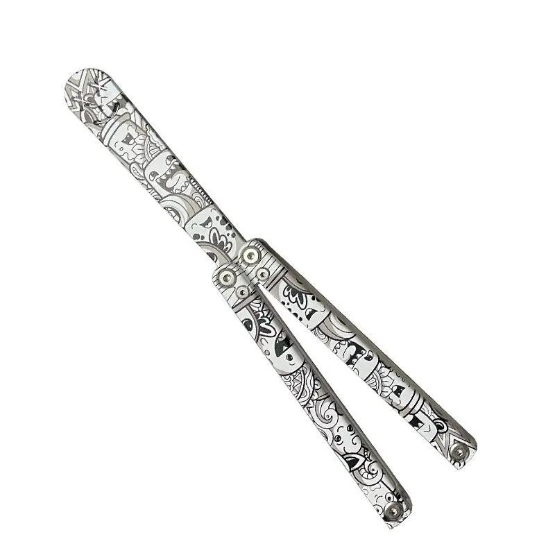 Fancy Plastic Butterfly Knife UV Printing for Beginners Swinging Hands Design Multicolor Collectible Toy for Kids