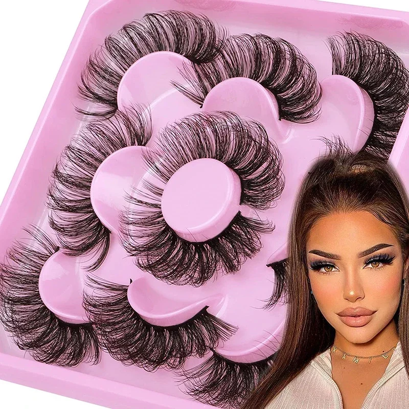 5 pairs Russian Strip Lashes Fluffy Lashes 3D False Eyelashes Russian Volume Eyelashes Fake Eyelash Extension Make Up