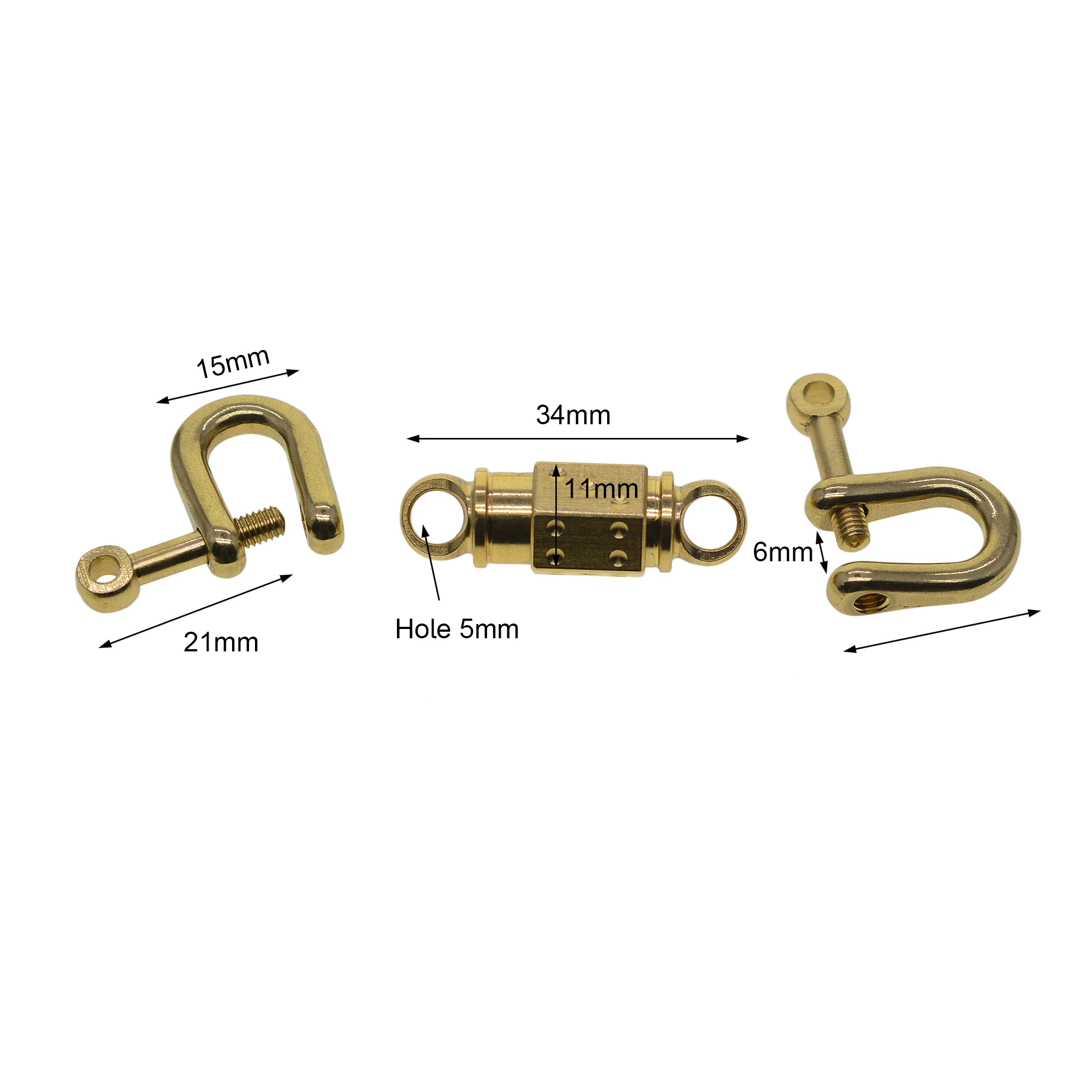Super fine Solid brass Pull quick release swivel detachable keychains screw brass shackle carabiner DIY EDC Tool