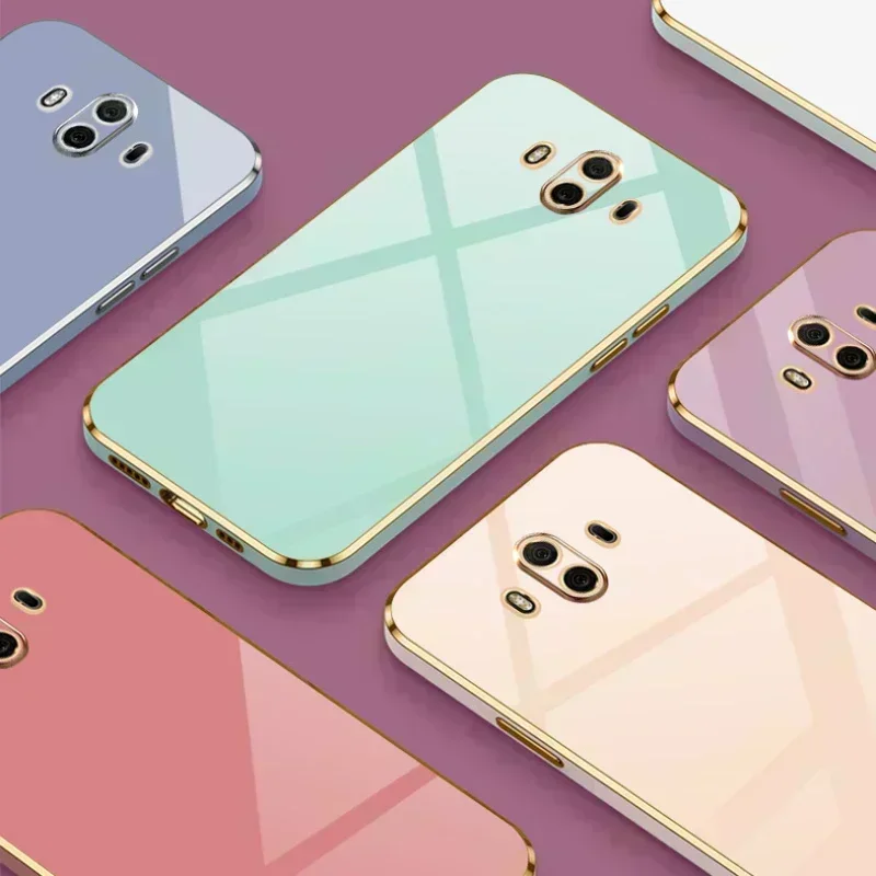 For Huawei Mate 10 Case Luxury Square Plating ALP-L29, ALP-L09, ALP-AL00, Phone Case ShockProof Silicone Back Cover Fundas