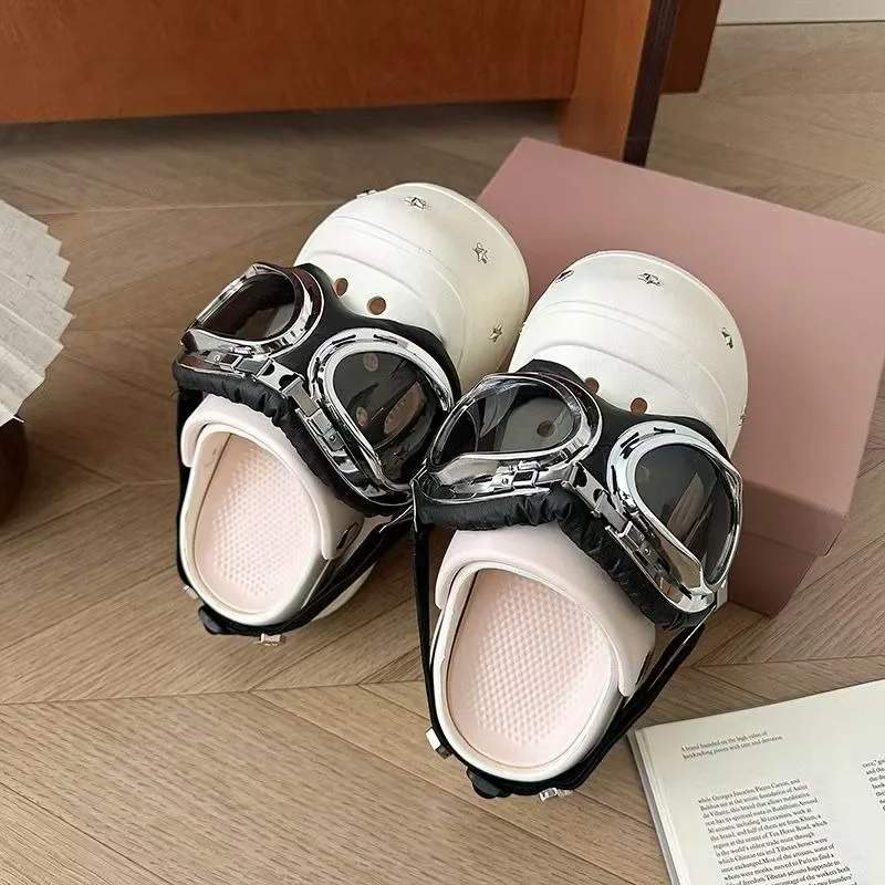 

Женские уличные туфли в стиле панк на толстой подошве с отверстиями, новые летние универсальные сандалии и тапочки с носком, новинка 2023 года