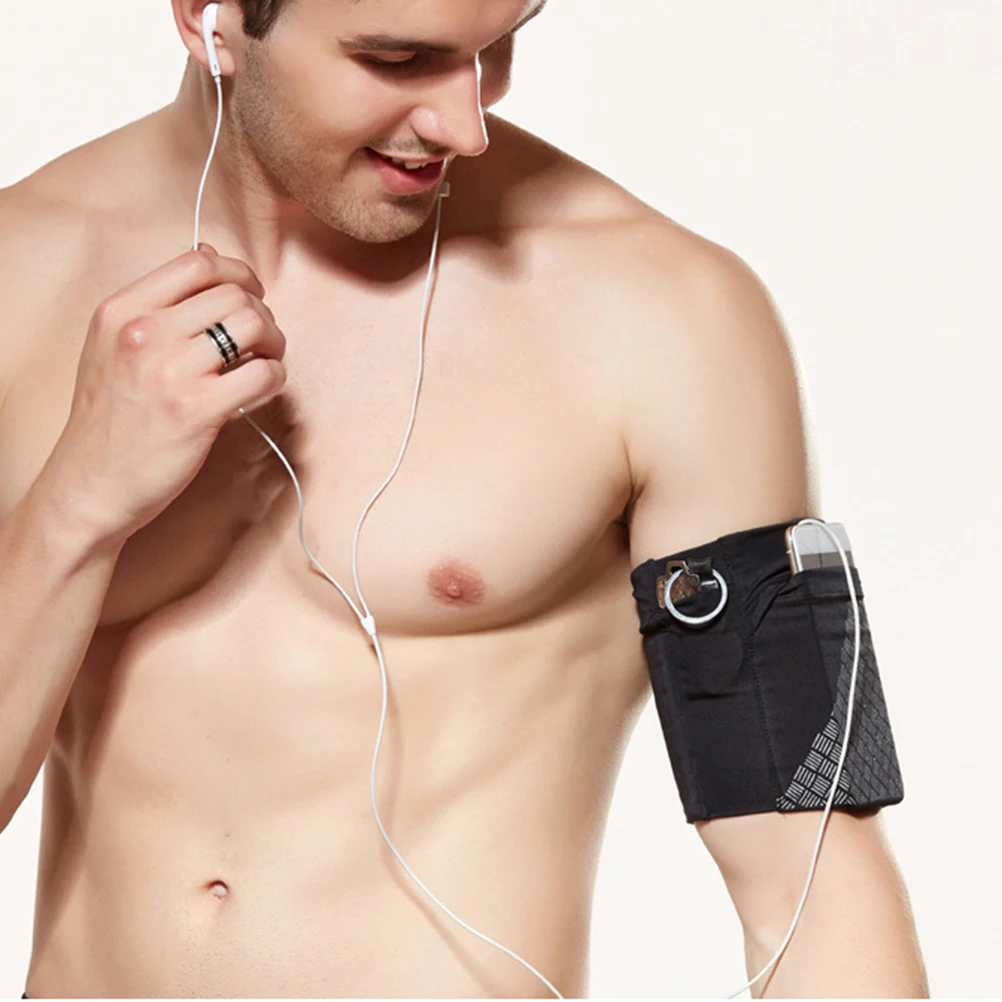 Sport-Armtasche mit großer Kapazität, Schwarz, Größe S, reflektierender Telefonhalter für Laufschlüsselaufbewahrung, Fitness-Armband, Outdoor-Fitnessstudio