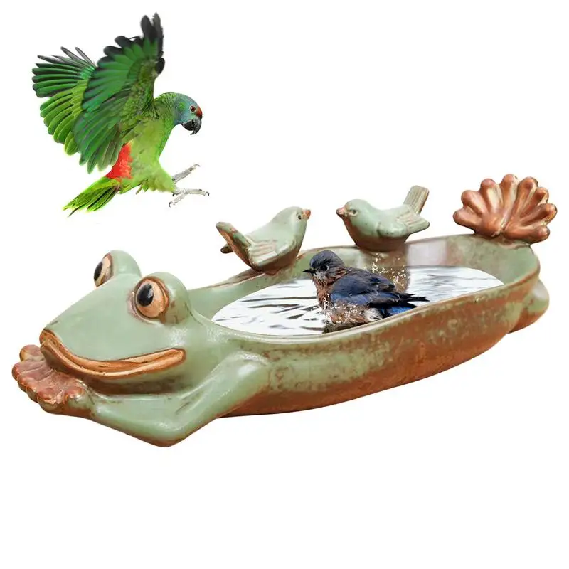 

Bird Bath Food Feeder Dish Ceramic Outdoor Bird Bath Food Feeder Dish Ceramic Frog Stone Dish Frog Bird Bath Decorative Supply