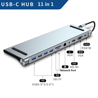 11 in 1 USB Hub Type C 3.0 USB C Hdmi Splitter Multi Adapter 4K HDMI-compatible RJ45 SD/TF VGA PD for MacBook iPad Laptop