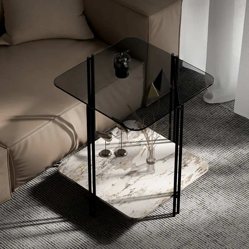 Shaker Clear Glass Tea Table Compact Size Reinforced Frame Step by Instructions Wipe Clean Surface for Kids Bedroom Stackable