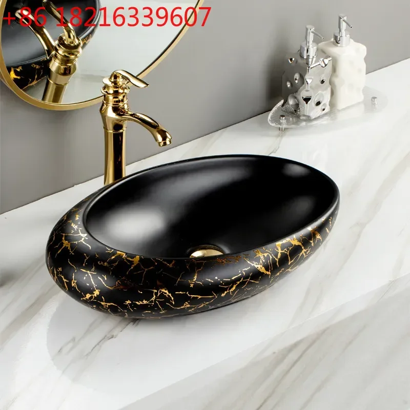 YAO Nordic Electroplating Ceramic Countertop Basin Art Washbasin for Bathroom Hotel Project Integrated Sink