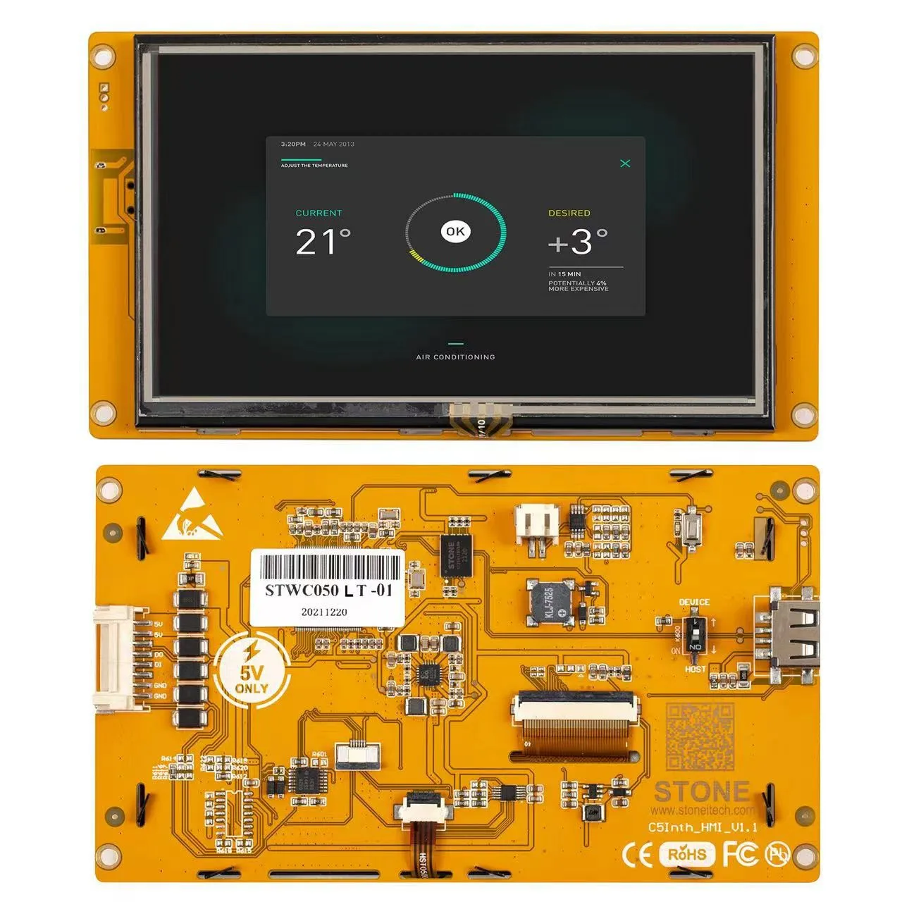 

ЖК-дисплей Stone 5 Smart HMI с поддержкой всех основных функций, отображение текста, изображения, изогнутый дисплей, сенсорная функция, видео и аудио