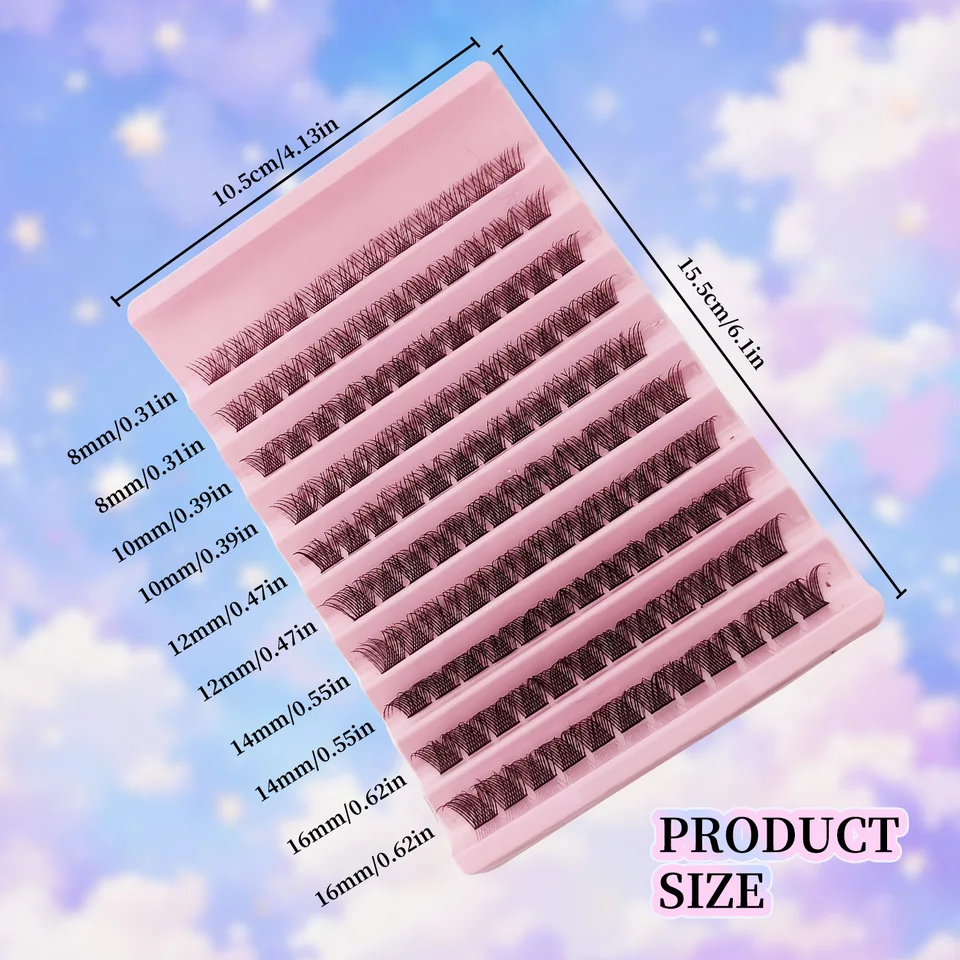 Set de 120 piezas de racimos de pestañas naturales, curva D, 8-16 mm de longitud mixta, banda suave y ligeras, pestañas postizas reutilizables efecto ojo de gato 3