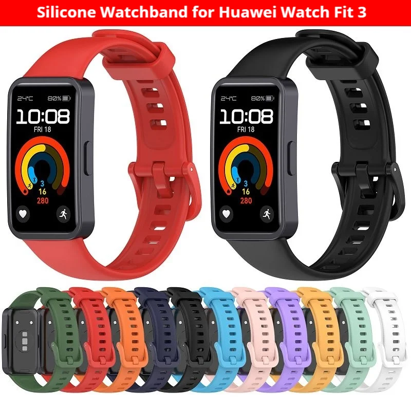 

Silicone Watchband for Huawei Watch Fit 3 Strap Sport Smartwatch Bracelet for Huawei Fit3 Repleacement Watch Wristband