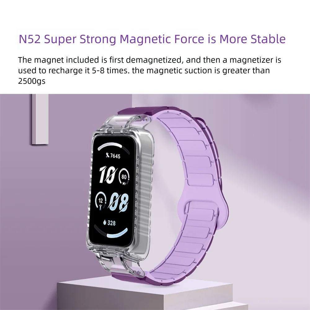 Custodia protettiva per cinturino orologio magnetico da 12 mm per Honor 9 Armor Style Fibbia stabile Cinturino in silicone leggero a sgancio rapido unisex