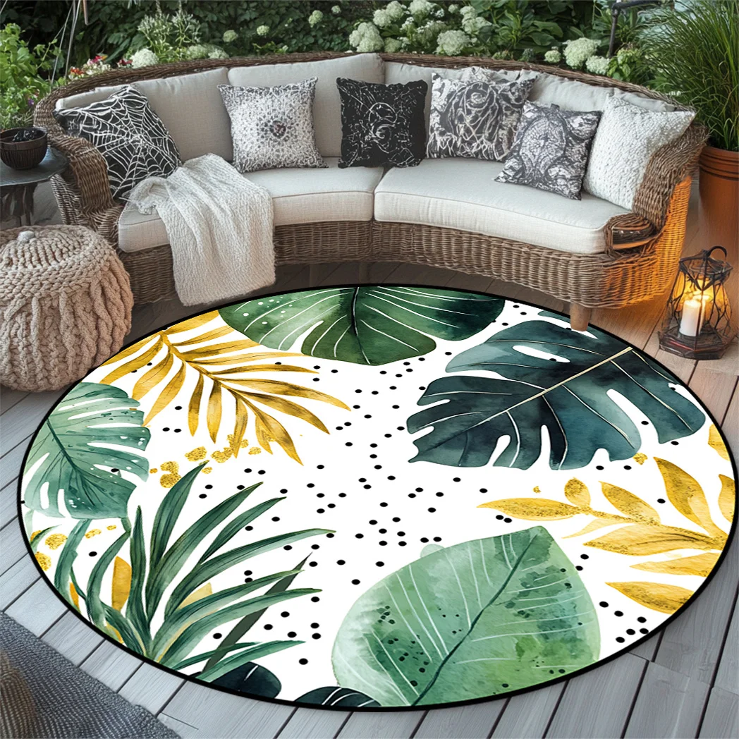 

1pc Artistic tropical leaf pattern rug, washable rug, perfect for bedroom, living room, kitchen, patio, crystal velvet