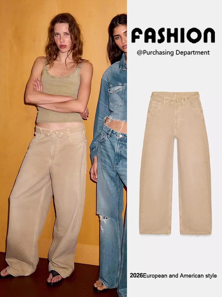 Spring New Arrival Women's Versatile Fashion Slim Fit mid Waist Casual Cuffed Denim Jeans Hole Punching Trendy Chinese Style ...