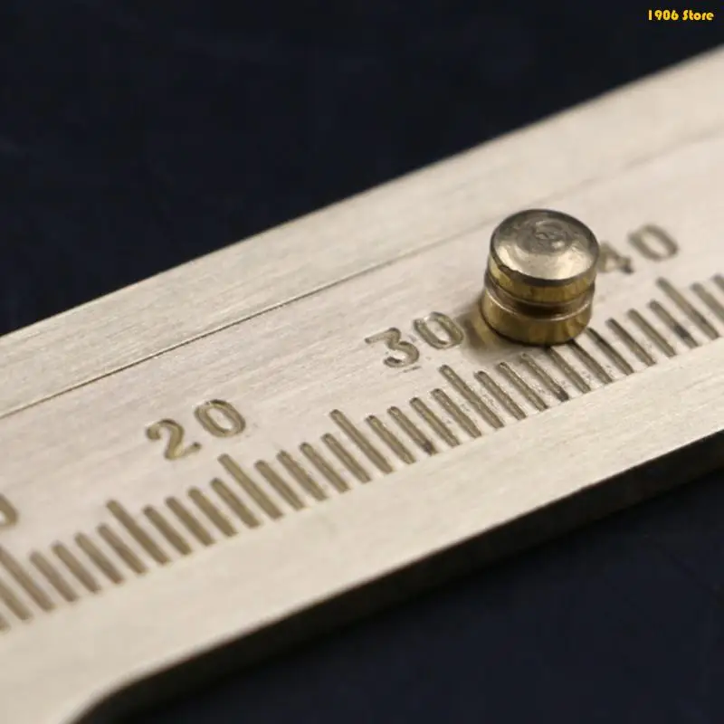 U1JB Handy Sliding Gauge Brass Vernier Caliper Ruler Measuring Tool Double Scales mm/inch Mini Brass Pocket Ruler 100mm