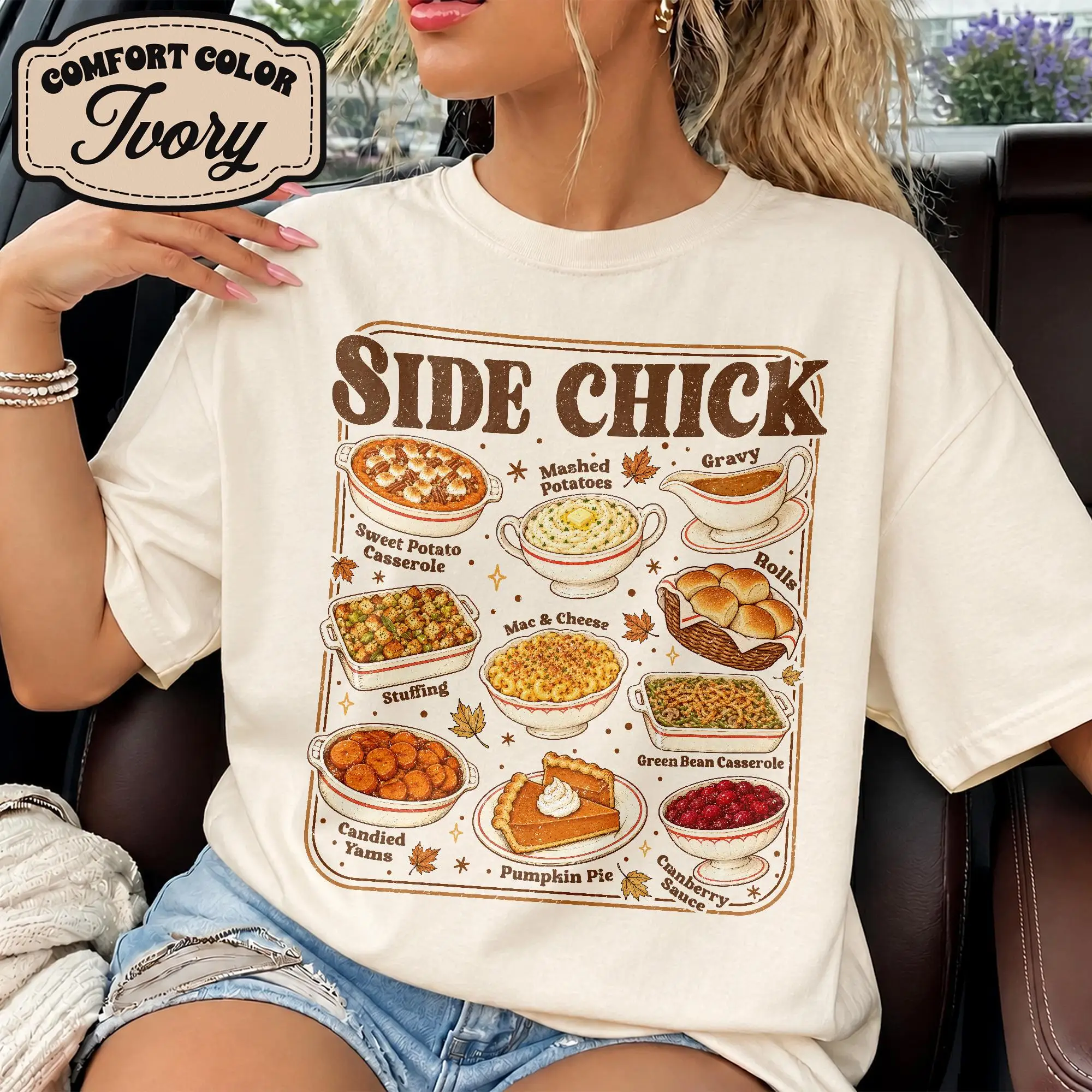 Side Chick Thanksgiving Shirt, Funny Side Dish Tee, Retro Foodie Fall Tshirt, Friendsgiving Dinner T-shirt, Food Lover Gift