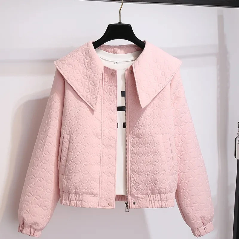 

Little Incense Wind Pink Peter Pan Collar Jacket Coat Women's 2023 Spring Fall Short Jackets Student Basic Coats Ladies Outwear