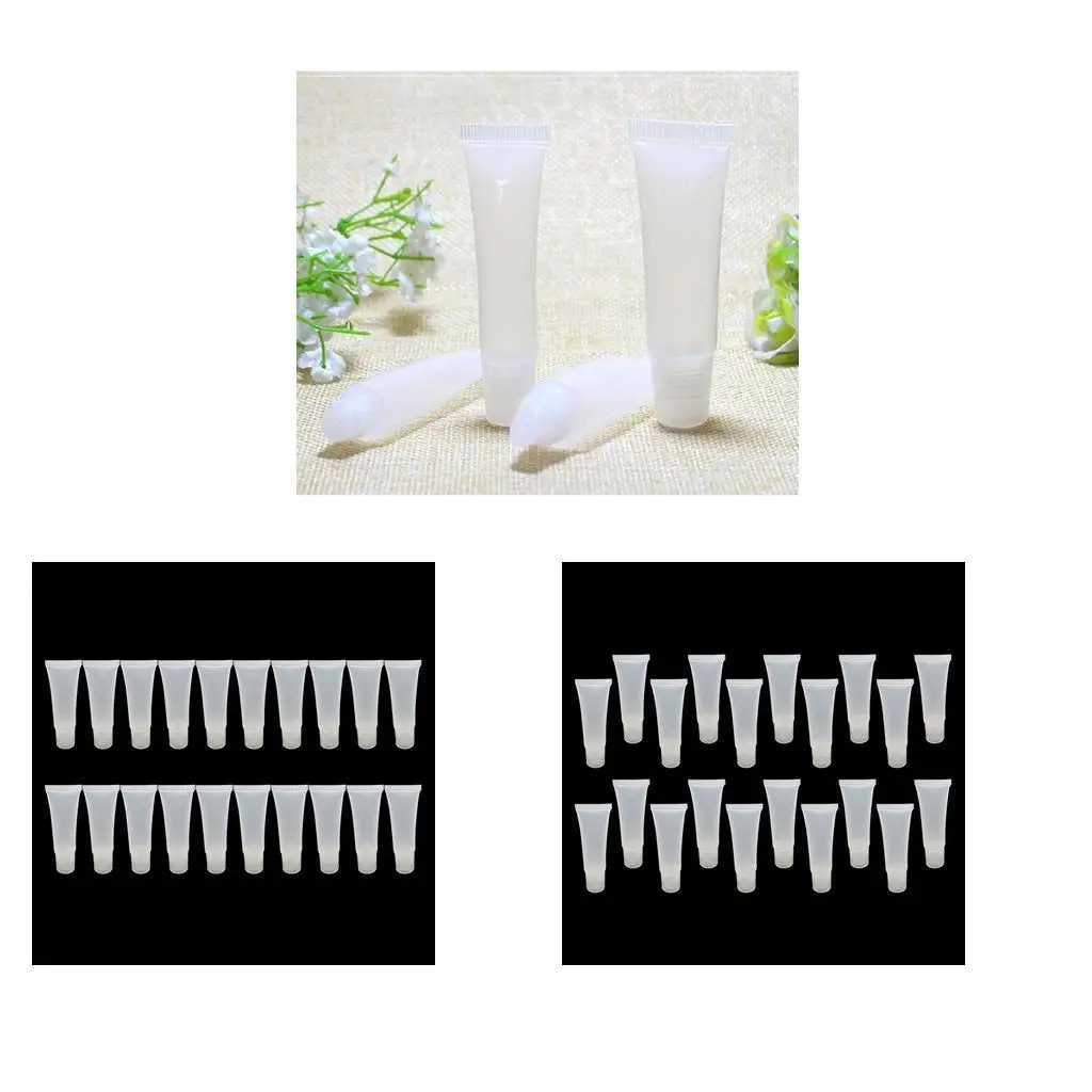 40 Stuks Doorzichtige Plastic Lege 10G/15G Lipgloss Balsem Zachte Buizen Reizen Lipolie Flessen Flesjes Containers