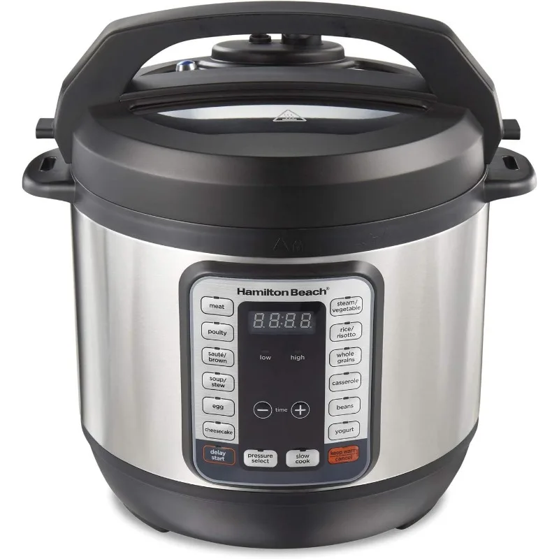 Hamilton Beach 12-in-1 Electric Pressure Cooker with True Slow Cook Technology, Sautés, Browns,Steams,Rice Function,Egg and More