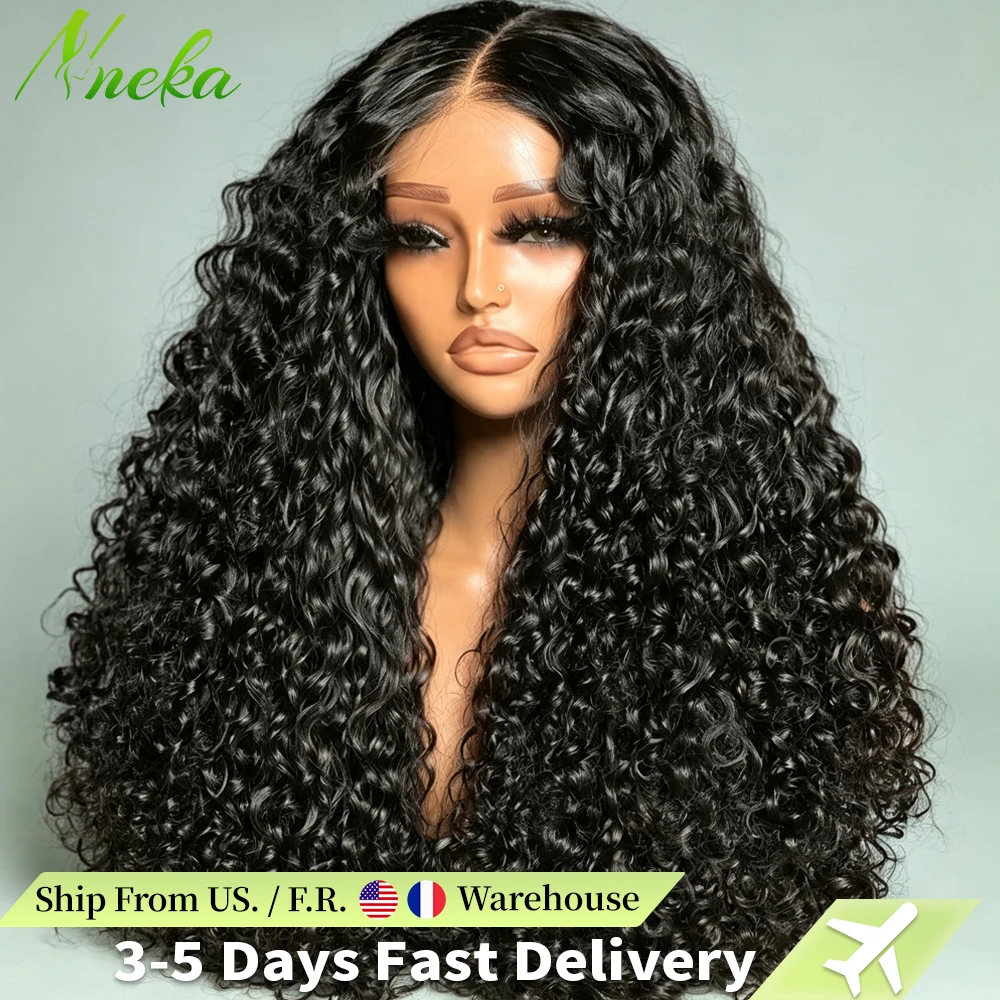 180% Density Deep Wave 13x6 Lace Frontal HD Wigs Human Hair 30 40 Inch Brazilian Water Wave Curly 13x4 Pre-pluck Lace Front Wig For Women